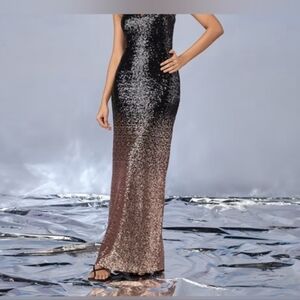 COPY Haute Monde Black and Burgundy Ombre Sequin Dress